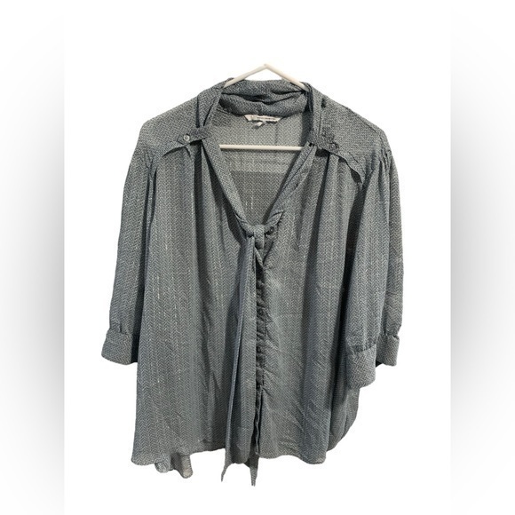 French Connection Tops - French Connection Silver Combo Tie Blouse Size 3x